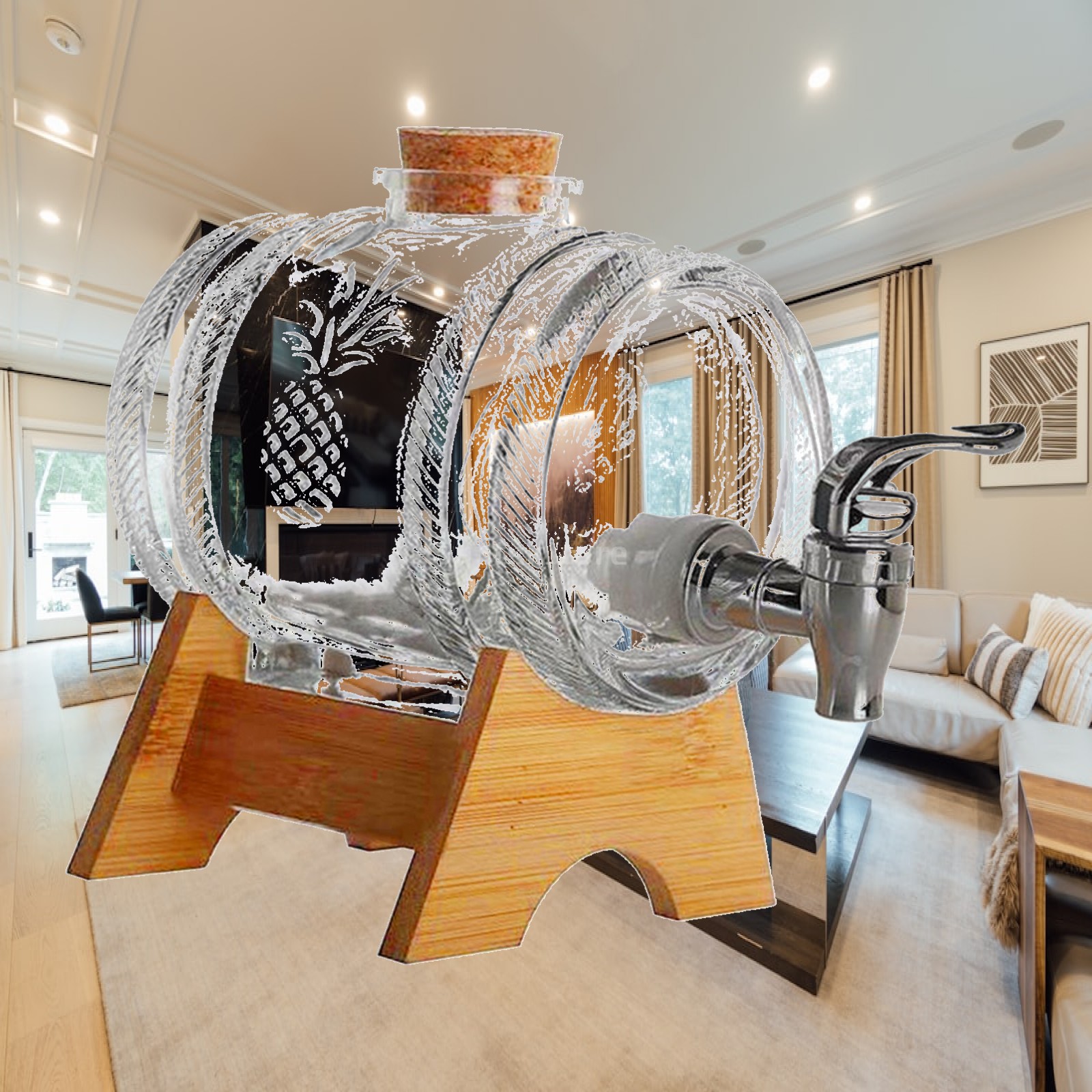 Wine Beer Spirits - Dispensador de Vidro Premium com Tampa