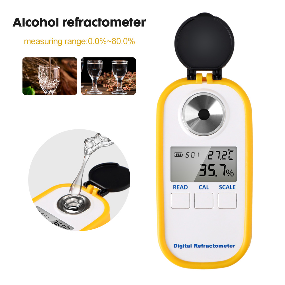 Wine Beer Spirits - Refratômetro digital de álcool, 0-80%, display