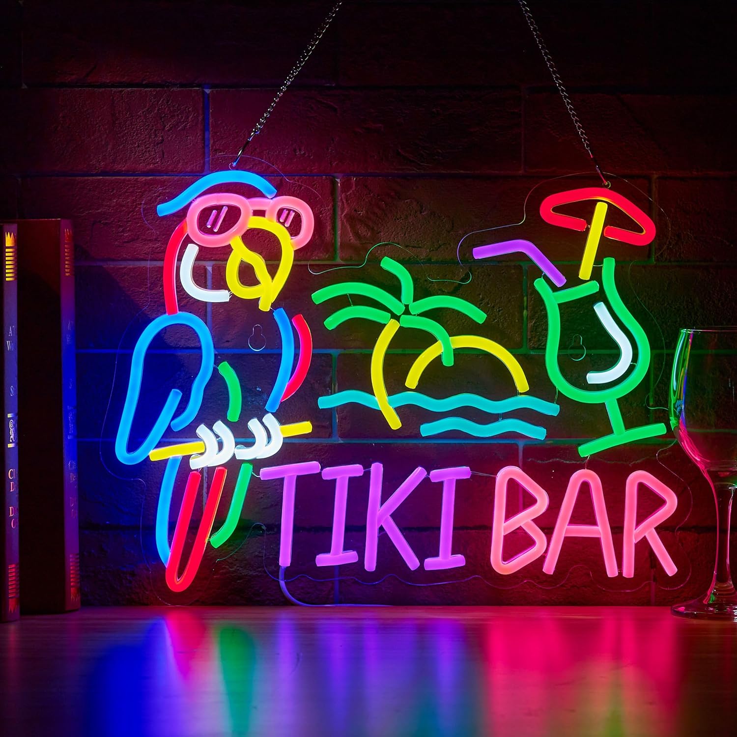 Letreiro Neon Tiki Bar Papagai - Beer & Wine Grab avaliação e preço