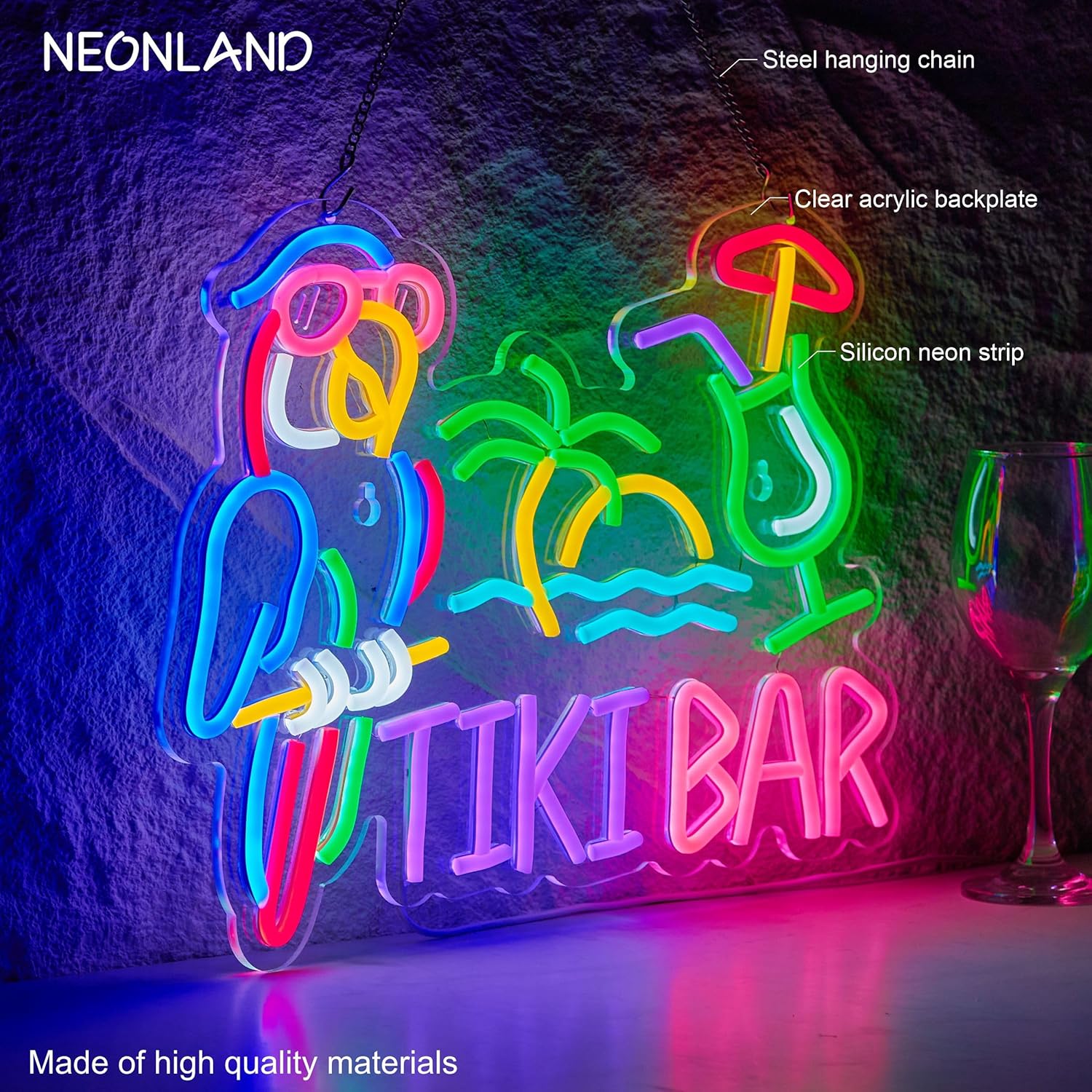 Letreiro Neon Tiki Bar Papagai - Beer & Wine Grab avaliação e preço